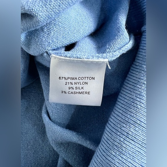 Peter Millar Pima Cotton Cashmere Blend Golf Sweater Quiet Luxury Light Blue M - Picture 5 of 10